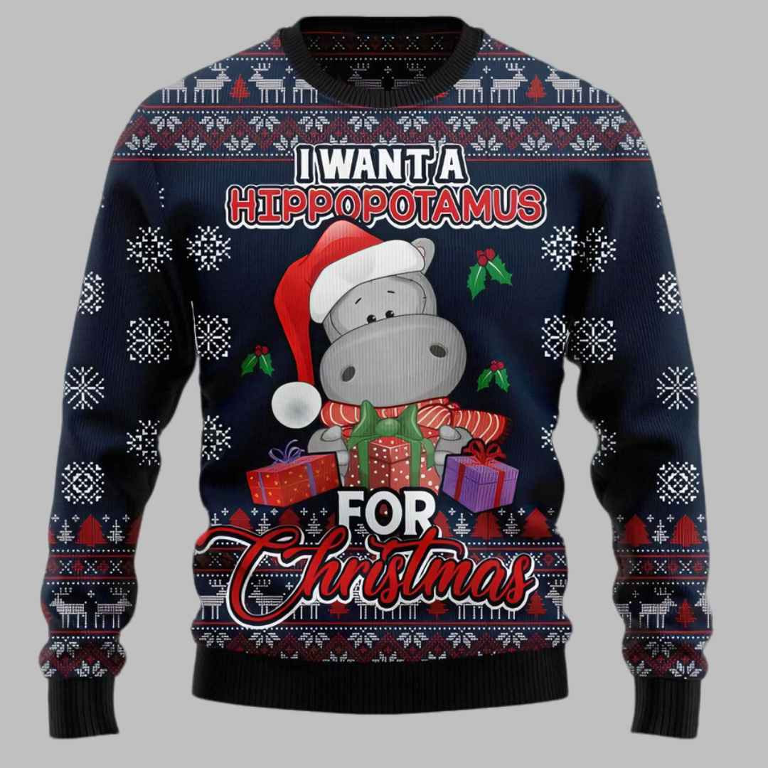 I Want A Hippopotamus For Christmas Ugly Christmas Sweater