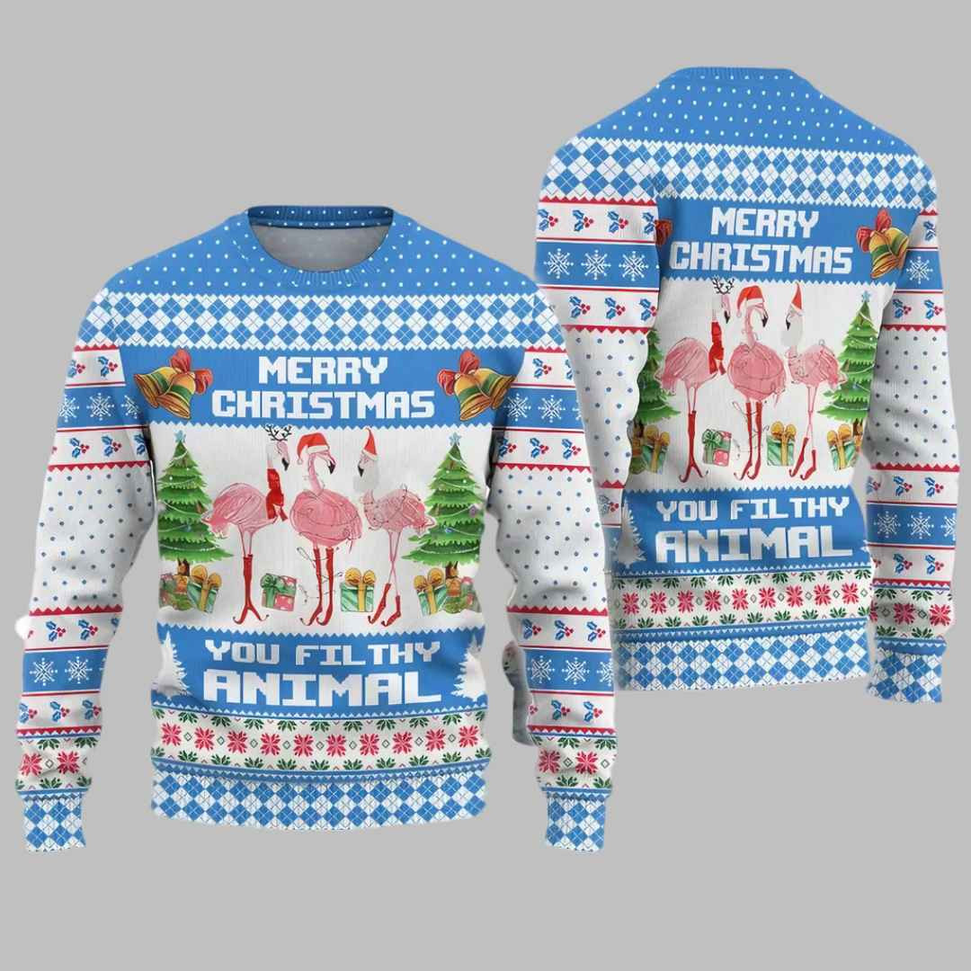 Flamingo Merry Christmas You Filthy Animal Ugly Christmas