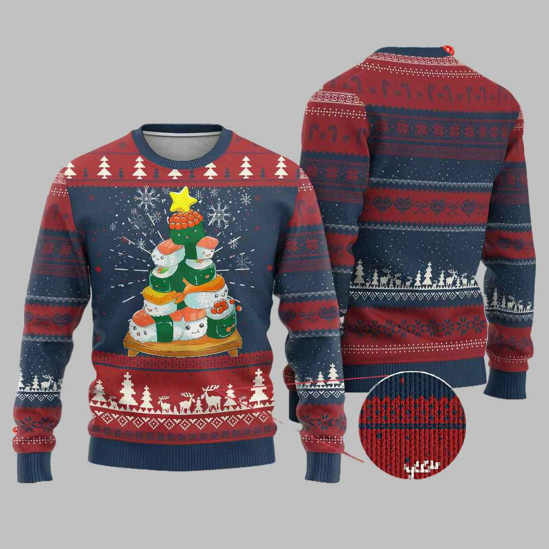 Sushi Christmas Tree Ugly Christmas Sweater