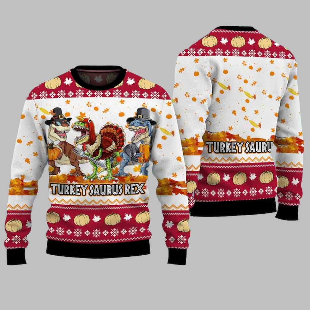 Turkey Saurus Rex Ugly Christmas Sweater