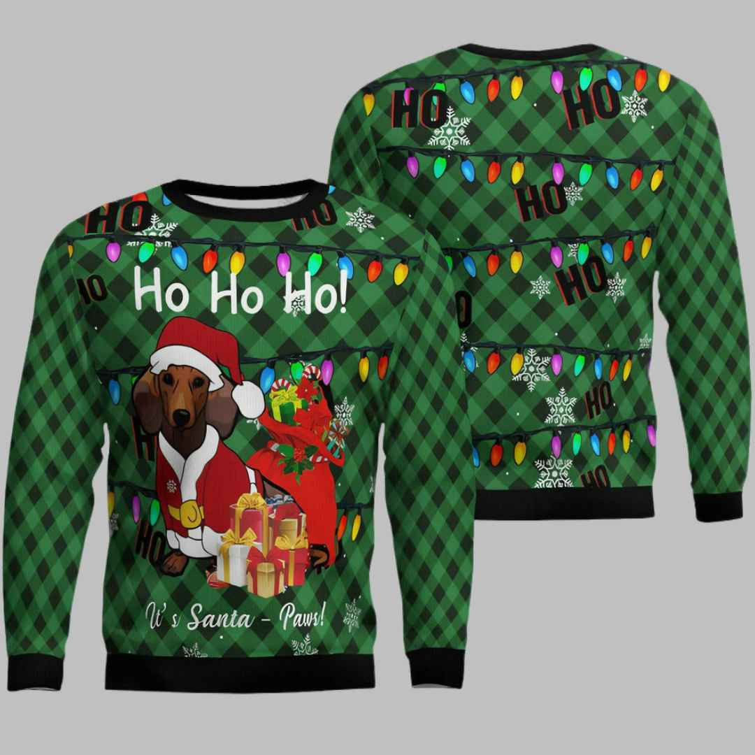 Dachshund Santa Paws Ugly Christmas Sweater