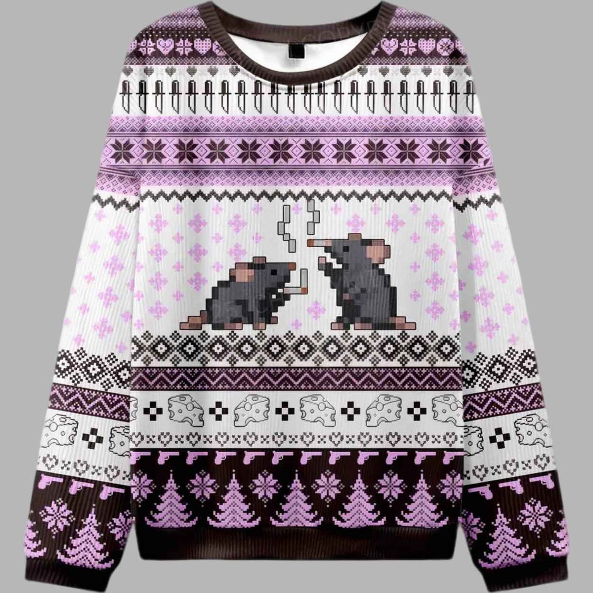 Smoking Rats Y2K Ugly Christmas Sweater