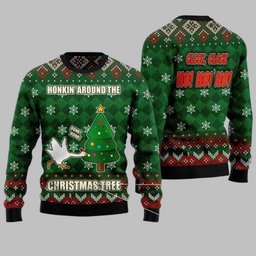 Goose Honkin Around The Christmas Tree Ugly Christmas Sweater