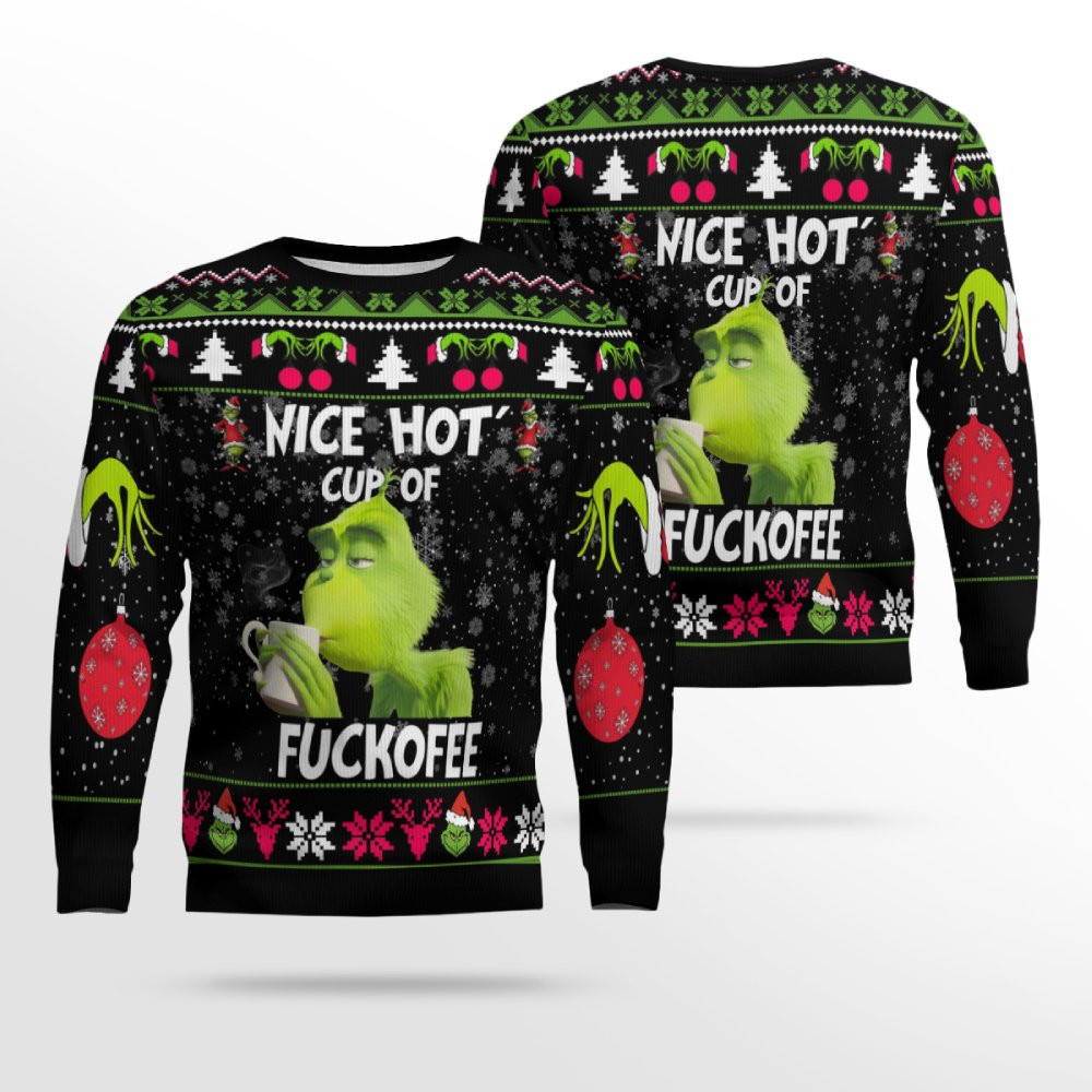 The Grinch Nice Hot Cup Of Christmas Ugly Christmas Sweater