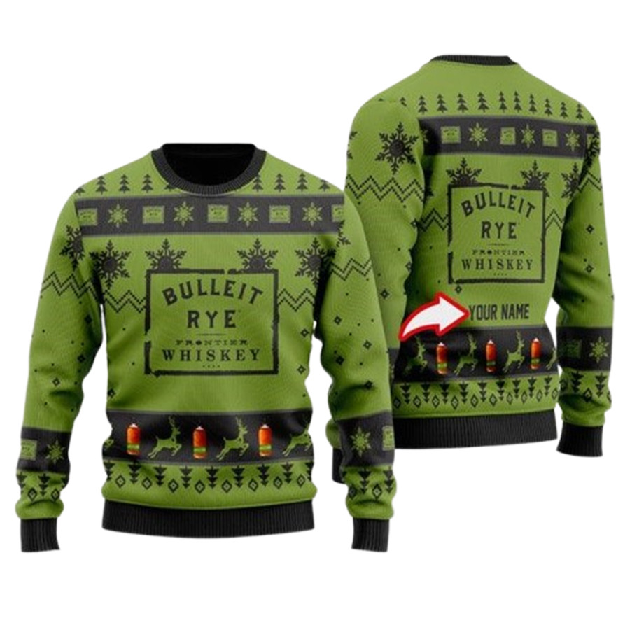Personalized Funny Bulleit Rye Ugly Christmas Sweater