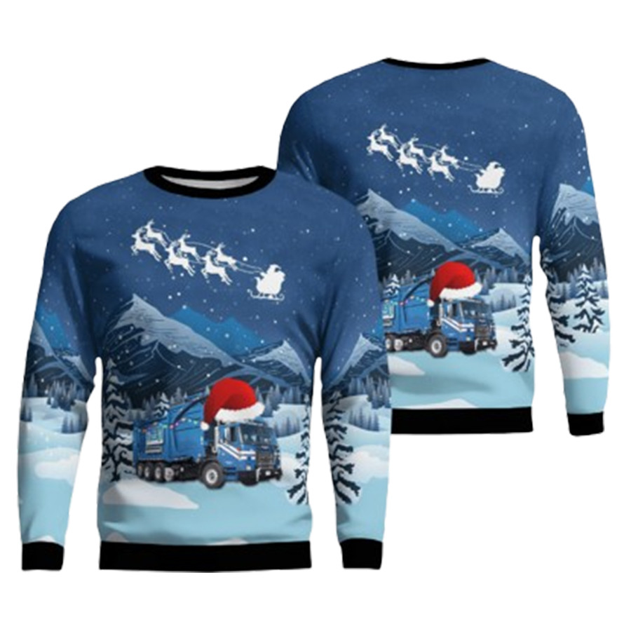 Republic Services Peterbilt Heil Front Loader Ugly Christmas Sweater