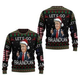 Let Is Go Brandon Fjb Us Flag Ugly Christmas Sweater