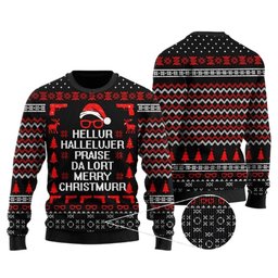 Hellur Hallelujer Praise Da Lort Merry Sweate Ugly Christmas Sweater