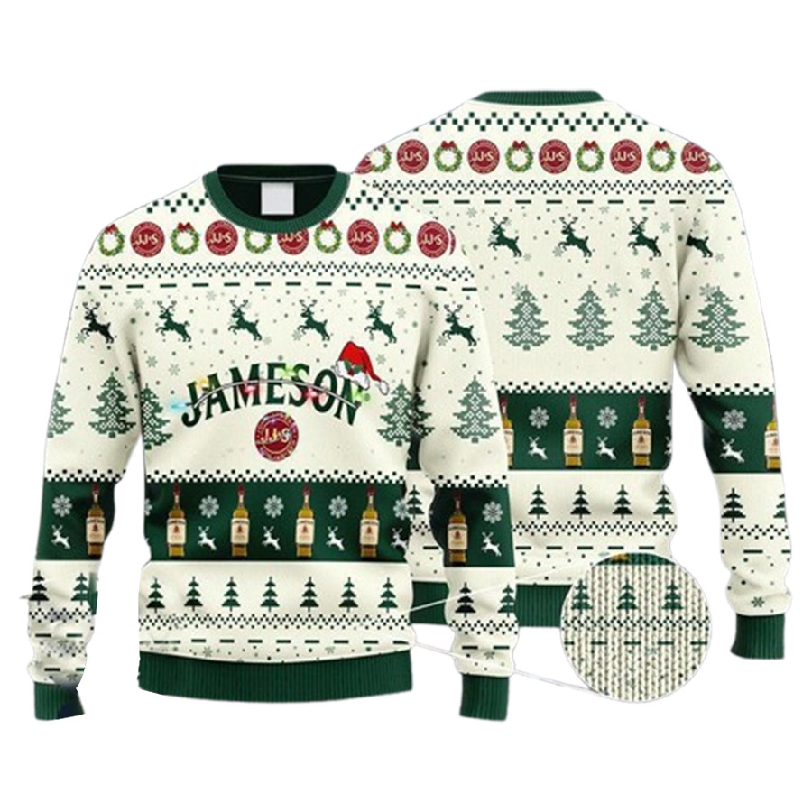 Jameson Irish Reindeer Snowy Night Ugly Christmas Sweater