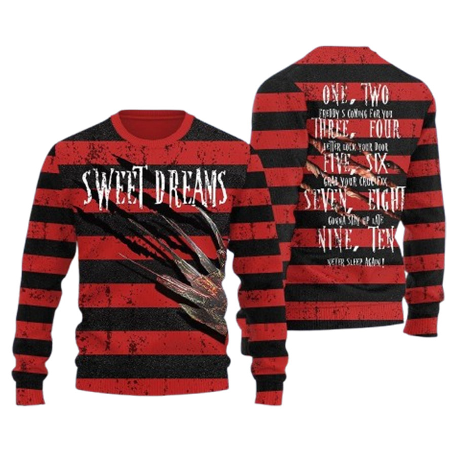 Sweet Dreams One Two Freddy Is Coming Ugly Christmas Sweater