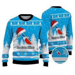 Christmas Funny Santa Claus American Airlines Logo Ugly Christmas Sweater