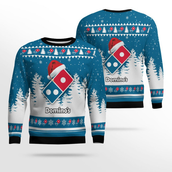 Christmas Funny Santa Claus Dominos Pizza Logo Ugly Christmas Sweater