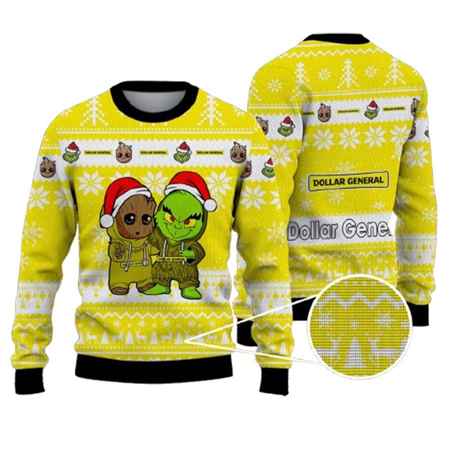 Dollar General Best Friends Baby Groot And Grinch Santta Funny Ugly Christmas Sweater
