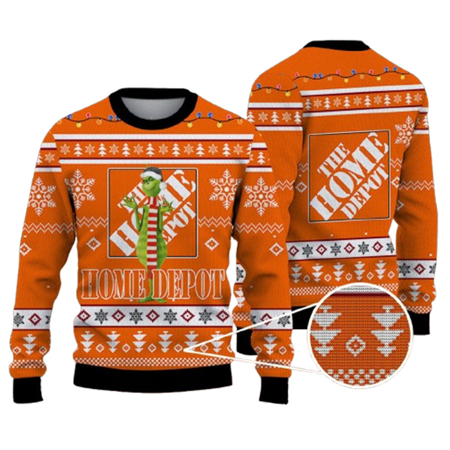 All I Want For Christmas Is Home Depot With Santa Grinch Ugly Christmas Sweater