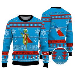 All I Want For Christmas Is American Airlines With Santa Grinch Ugly Christmas Sweater