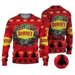 Christmas 2024 Dennys Logo Ugly Christmas Sweater