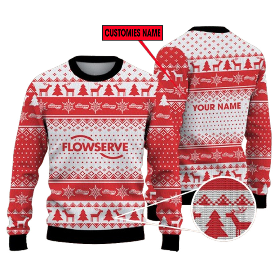 Personalized Flowserve Logo Ugly Christmas Sweater