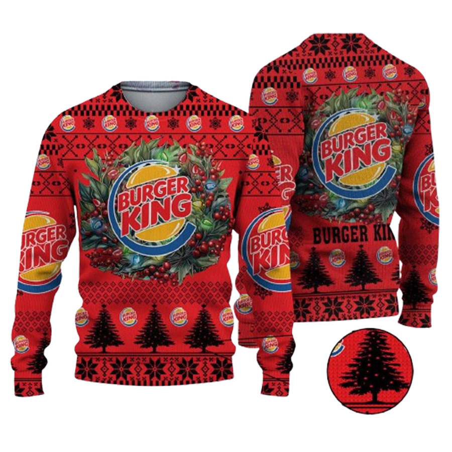 Christmas 2024 Burger King Logo Ugly Christmas Sweater