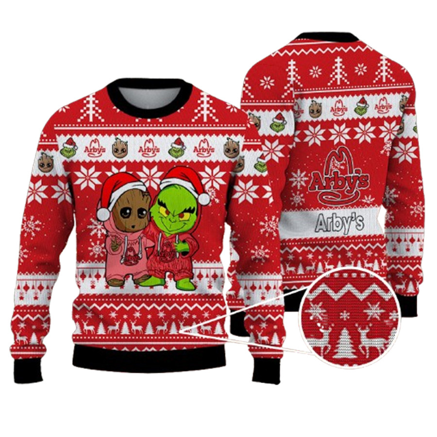 Arbys Best Friends Baby Groot And Grinch Ugly Christmas Sweater