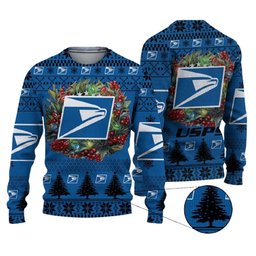 Christmas 2024 Usps Logo Ugly Christmas Sweater
