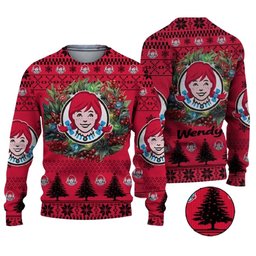 Christmas 2024 Wendy's Logo Ugly Christmas Sweater