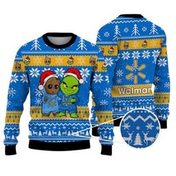 The Walmart Company Best Friends Baby Groot And Grinch Santta Funny Ugly Christmas Sweater