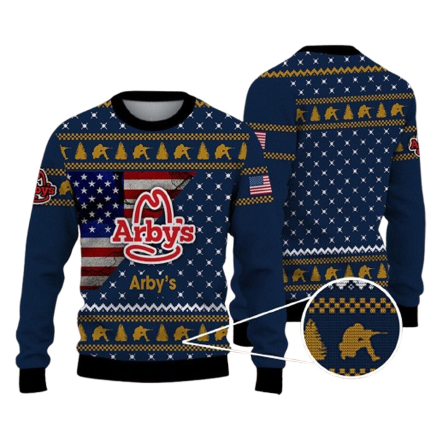 The Arbys Company Hunting Usa Flag Ugly Christmas Sweater