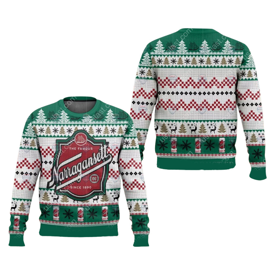 The Famous Narragansett Beer Ugly Christmas Sweater