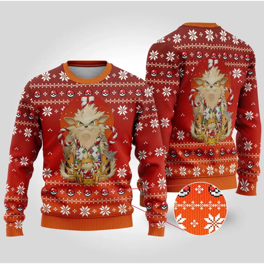 Anime Arcanine Arcanine Anime Arcanine Xmas Pocket Monster Ugly Christmas Sweater
