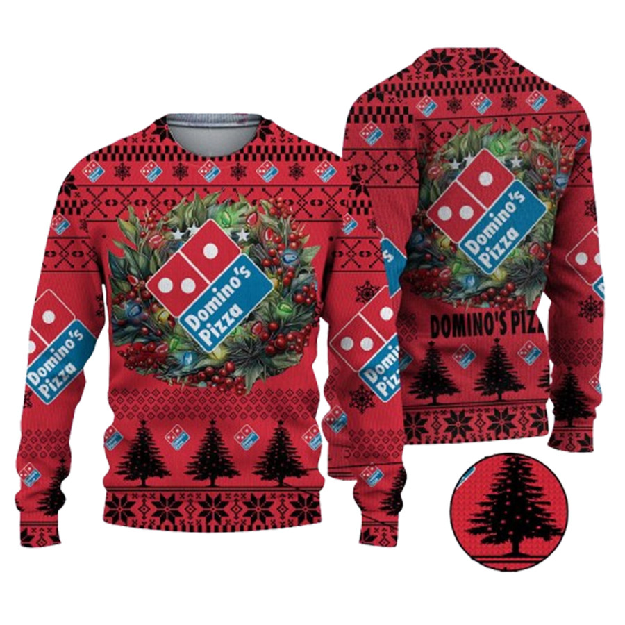Dominos Pizza Logo Company Ugly Christmas Sweater