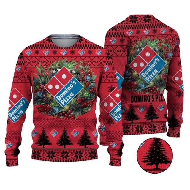Dominos Pizza Logo Company Ugly Christmas Sweater
