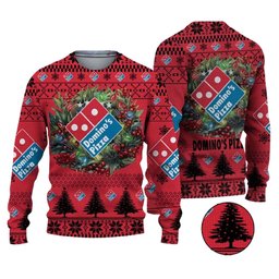 Christmas 2024 Dominos Pizza Logo Ugly Christmas Sweater