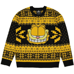 Garfield Cat Big Grin Fair Isle Black Ugly Christmas Sweater