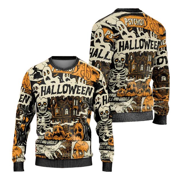 Spooky Pumpkin Jack-o'-lantern Halloween Ugly Sweater