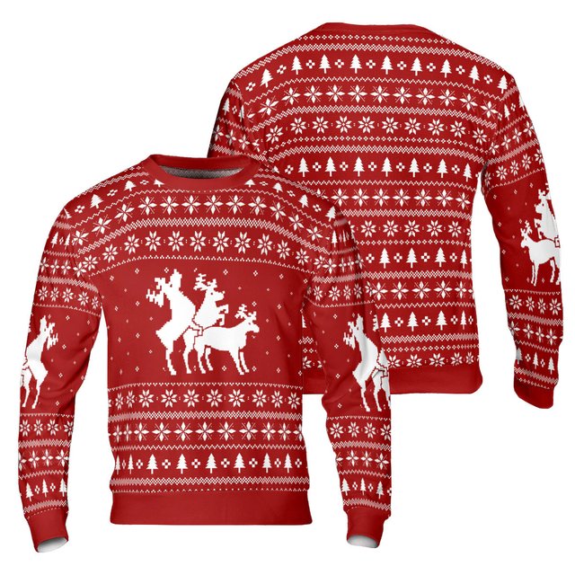 Three Naughty Deer Ugly Christmas Sweater