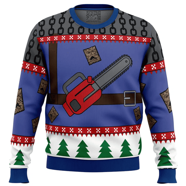 Ash J Williams Chainsaw Weave Dead By Daylight Ugly Christmas Sweater