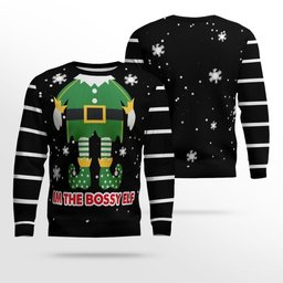 I'm The Bossy Elf Ugly Christmas Sweater Black