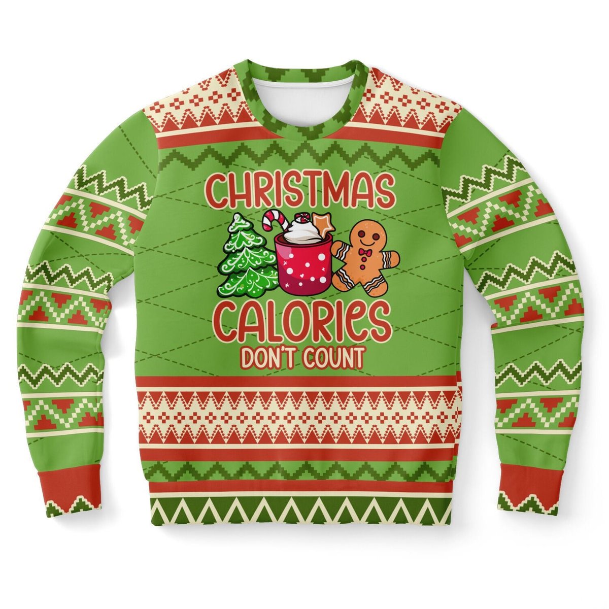 Gingerbread Christmas Calories Don't Count Ugly Christmas Sweater