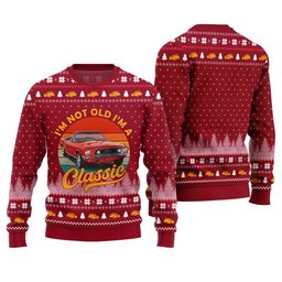 Classic Car I'm Not Old, I'm a Classic Ugly Christmas Sweater Red