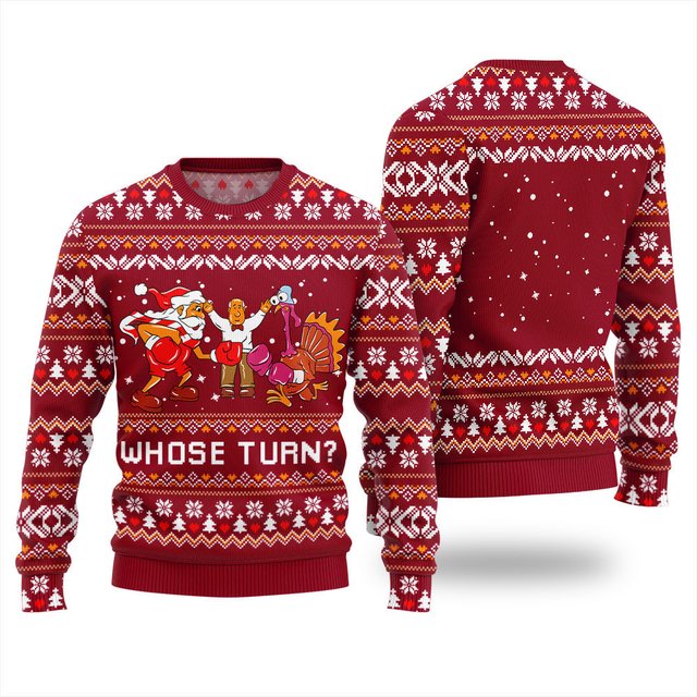 Whose Turn Funny Ugly Thanksgiving Sweater Red