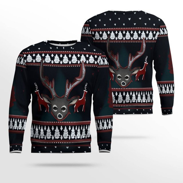 Reindeer Head Ugly Christmas Sweater