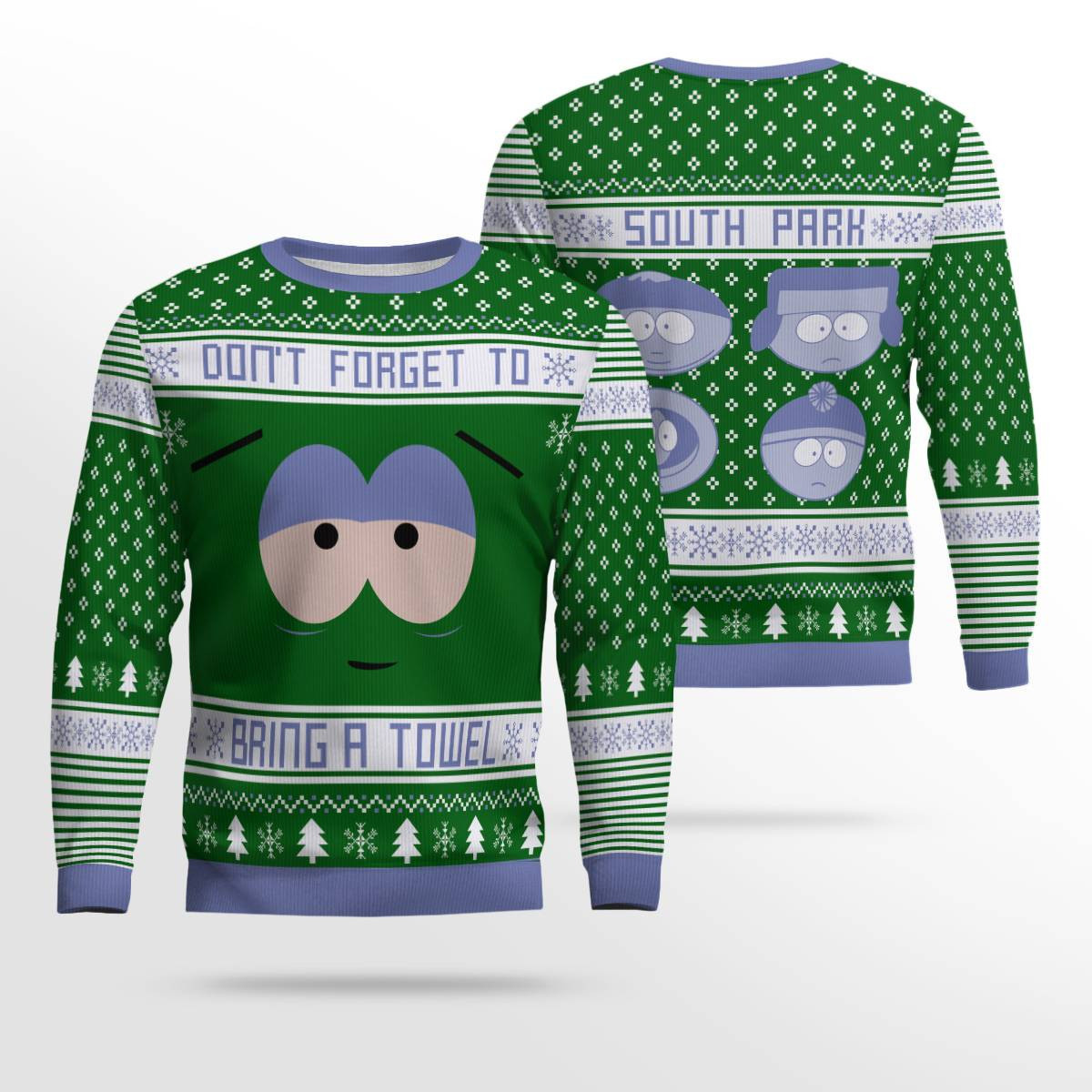 Don't Forget To Bring a Towel Ugly Christmas Sweater Green