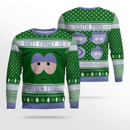Don't Forget To Bring a Towel Ugly Christmas Sweater Green