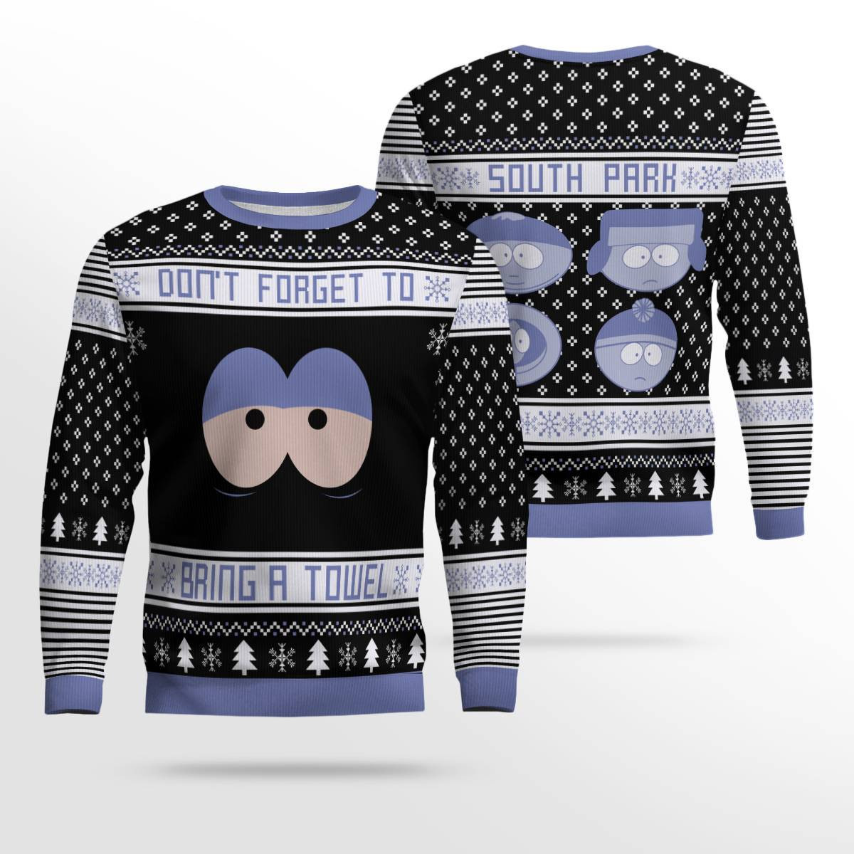 Don't Forget To Bring a Towel Ugly Christmas Sweater Black