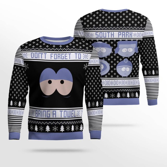Don't Forget To Bring a Towel Ugly Christmas Sweater Black