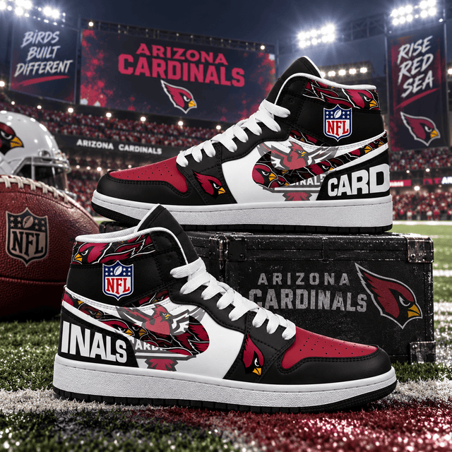 Arizona Cardinals Red Black Football Pride AJ1 High Top Shoes for Football Fans