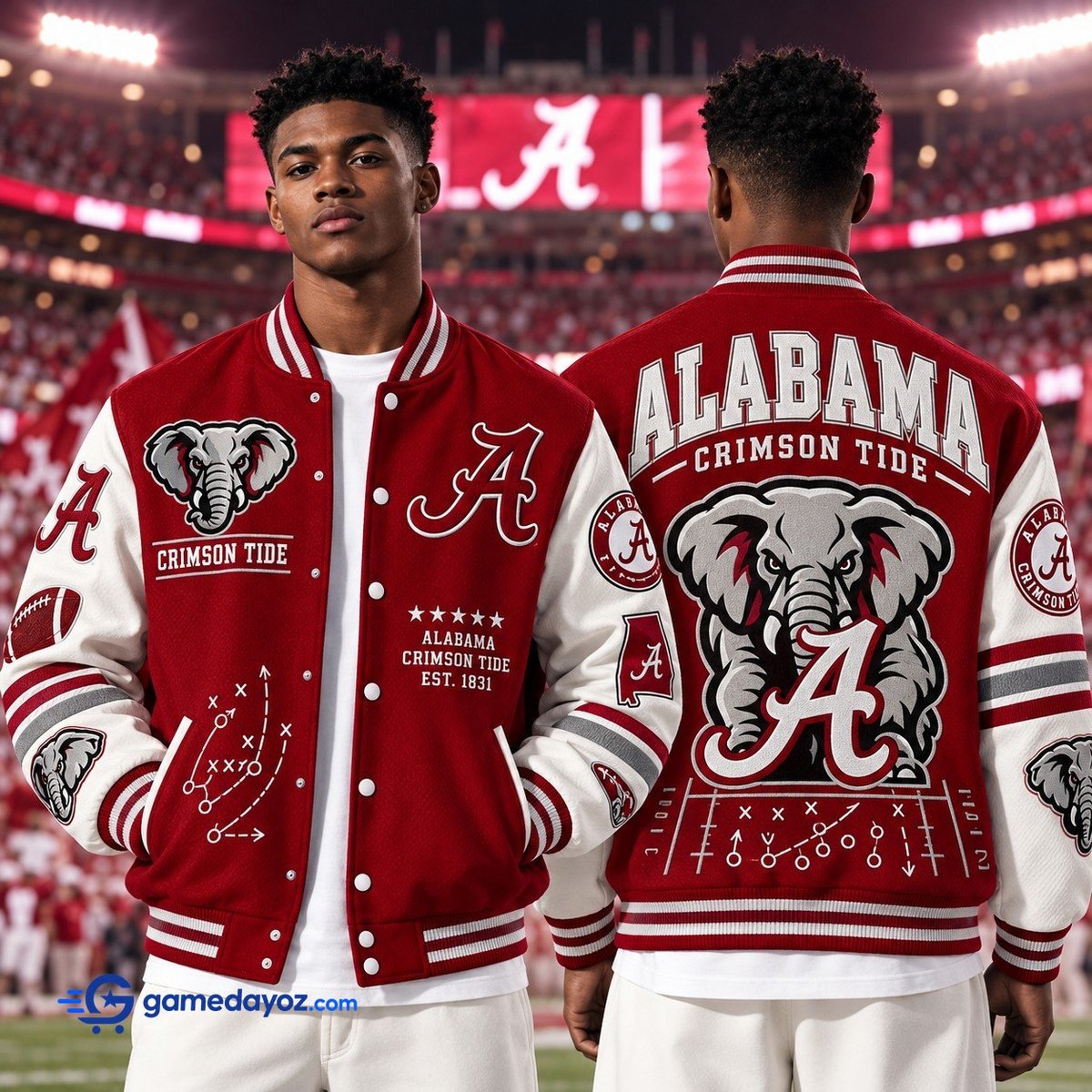 Alabama Crimson Tide Premium Varsity Baseball Jacket For Fans