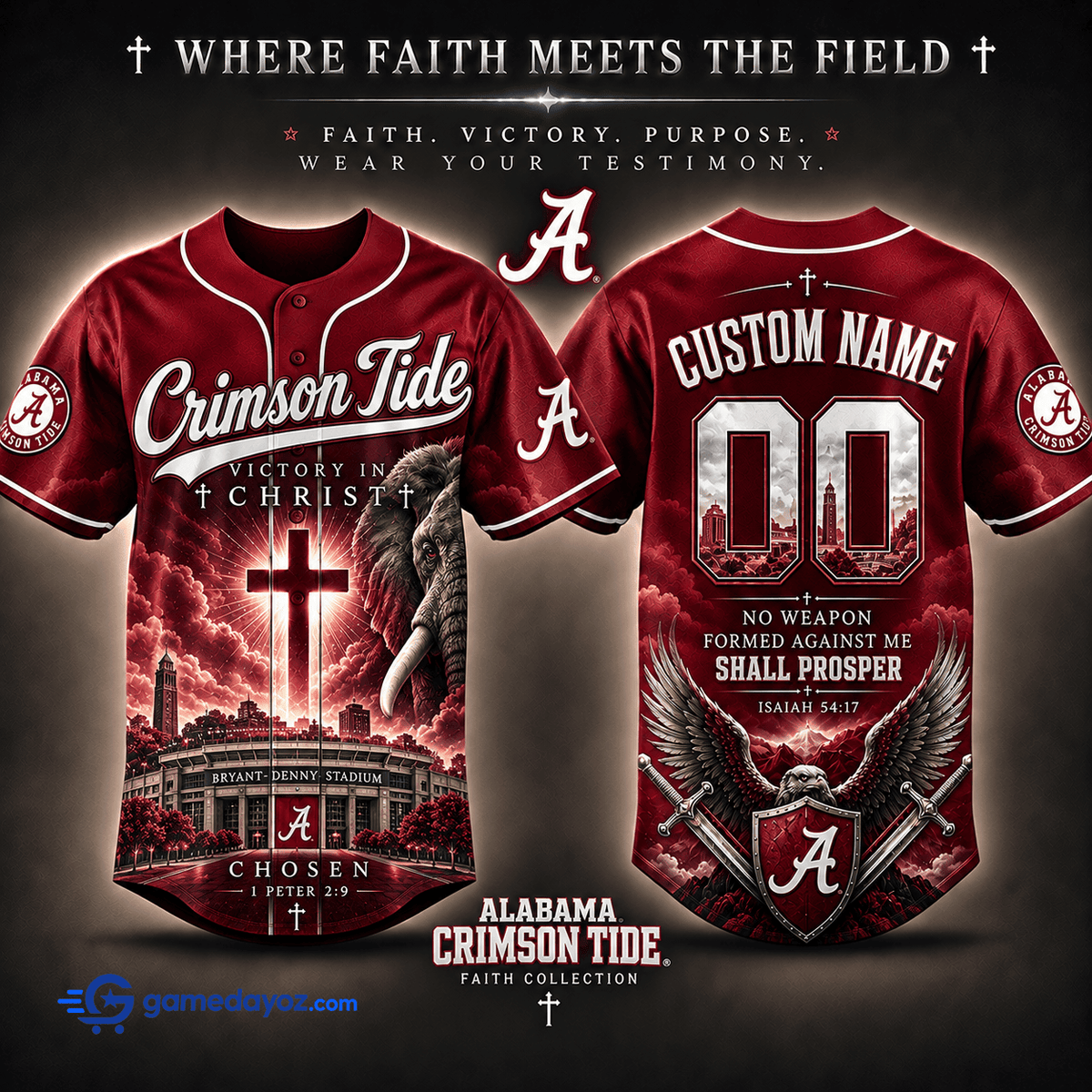 Alabama Crimson Tide Personalized Baseball Jersey for Football Fans