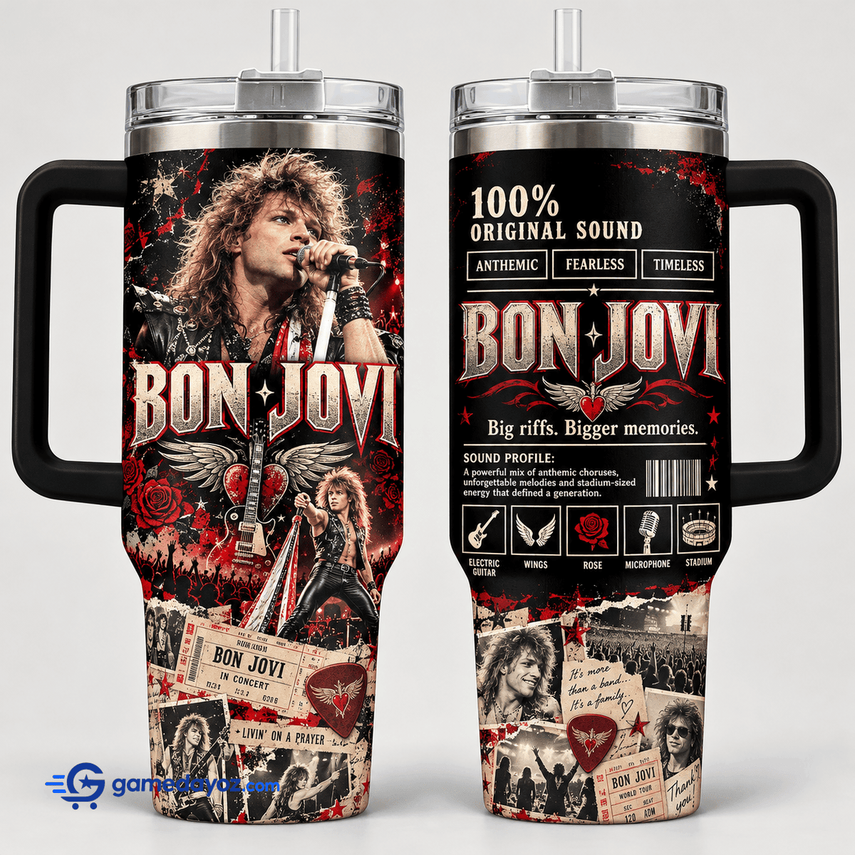 Bon Jovi Stainless Steel Tumbler With Handle for Fans