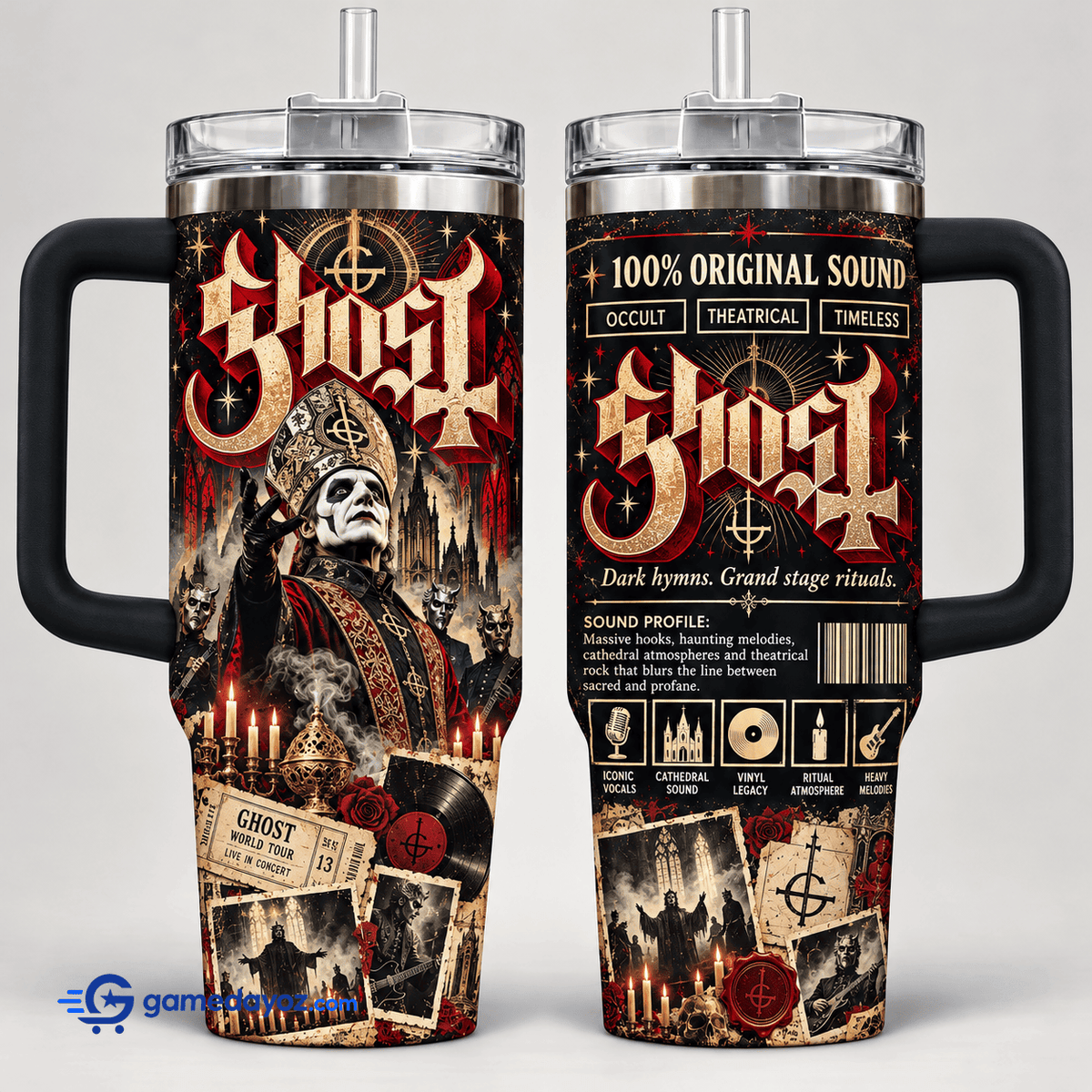 Ghost Stainless Steel Tumbler With Handle for Fans